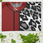 パーソナライズされたストライプ&レオパードキッチンタオル キッチンタオル (折り畳み)