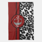 パーソナライズされたストライプ&レオパードキッチンタオル キッチンタオル (縦)