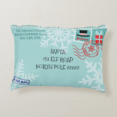 パーソナライズされたスノーフレークサンタレタークリスマス アクセントクッション (裏面)
