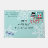 パーソナライズされたスノーフレークサンタレタークリスマス ドアマット (正面)