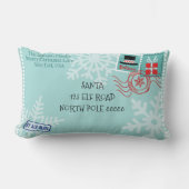 パーソナライズされたスノーフレークサンタレタークリスマス ランバークッション (正面)