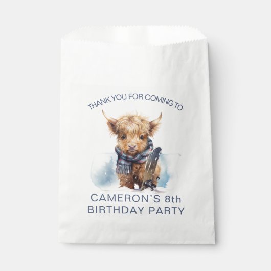 パーソナライズされたスノーボーディングハイランド牛 フェイバーバッグ (正面)