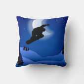 パーソナライズされたスノーボード山と月 クッション (裏面)