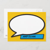 パーソナライズされたスピーチバブル楽しいコミックブック ポストカード (正面/裏面)