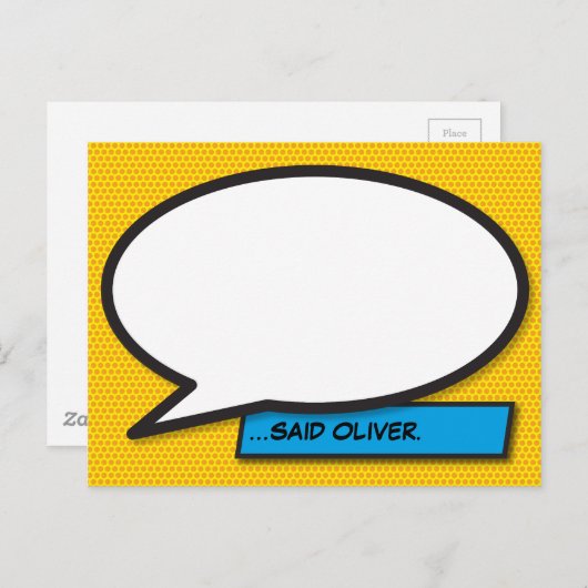 パーソナライズされたスピーチバブル楽しいコミックブック ポストカード (正面/裏面)