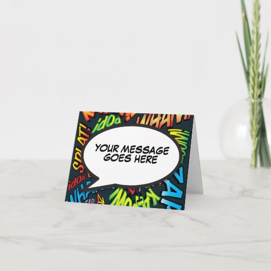 パーソナライズされたスピーチバブル楽しい漫画 カード (正面)