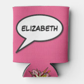 パーソナライズされたスピーチバブル ピンク ファン モダン 缶クーラー (正面)