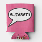 パーソナライズされたスピーチバブル ピンク ファン モダン 缶クーラー (裏面)