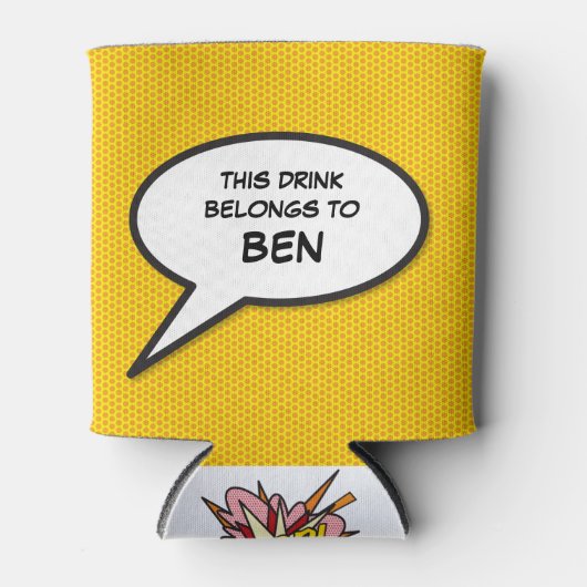 パーソナライズされたスピーチバブル 面白い コミックブック 缶クーラー (正面)