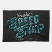 パーソナライズされたスピードショッカスタムプネオンガレ改造ージ キッチンタオル (横)
