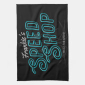 パーソナライズされたスピードショッカスタムプネオンガレ改造ージ キッチンタオル (縦)