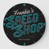 パーソナライズされたスピードショッカスタムプネオンガレ改造ージ ラージ壁時計 (正面)