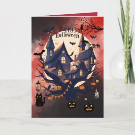 パーソナライズされたスプーキー・ハロウィーン・ハンティッド・ハウス カード