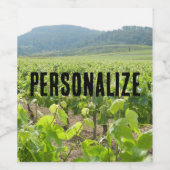 パーソナライズされたスペインのローリングヒルズとブドウ畑 ワインラベル (シングルラベル)