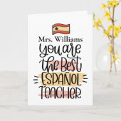 パーソナライズされたスペインの先生サンキューカード カード (黄色い花)