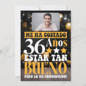 パーソナライズされたスペインの誕生日カスタム年齢誕生日 招待状 (正面)