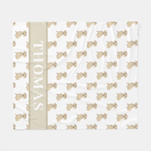 パーソナライズされたスムースクリーム ダックスフンド フリースブランケット (正面(横))