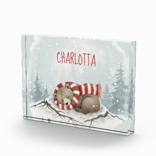 パーソナライズされたスリーピングベアのフォトブロック、カスタムネーム フォトブロック (右)