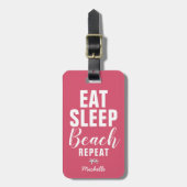 パーソナライズされたスリープ食べビーチリピート旅行荷物 ラゲッジタグ (正面縦)