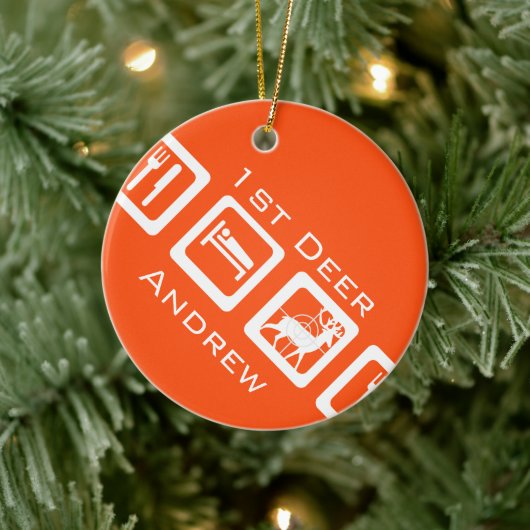 パーソナライズされたスリープ食べ狩り1stディアキープサケ セラミックオーナメント (ツリー)