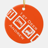 パーソナライズされたスリープ食べ狩り1stディアキープサケ セラミックオーナメント (正面)