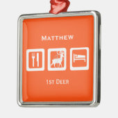 パーソナライズされたスリープ食べ狩り1stディアキープサケ メタルオーナメント (左)