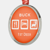 パーソナライズされたスリープ食べ狩り1stディアキープサケ メタルオーナメント (左)