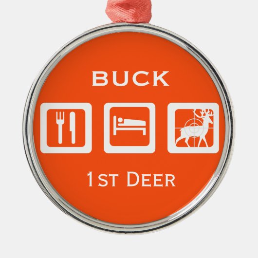 パーソナライズされたスリープ食べ狩り1stディアキープサケ メタルオーナメント (正面)