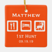 パーソナライズされたスリープ食べ狩り1st鹿狩りキープサケ セラミックオーナメント (正面)