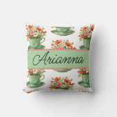 パーソナライズされたスロー枕 ティー クッション (正面)