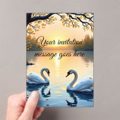 パーソナライズされたスワンカップル招待状 アクリル招待状 (インサイチュ (ポータブル))