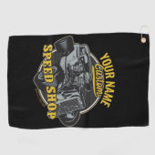 パーソナライズされたス改造ピースショップレーシングガレージ ゴルフタオル (横)