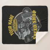 パーソナライズされたス改造ピースショップレーシングガレージ シェルパブランケット (正面(横))