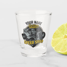 パーソナライズされたス改造ピースショップレーシングガレージ ショットグラス