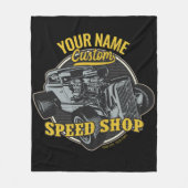 パーソナライズされたス改造ピースショップレーシングガレージ フリースブランケット (正面)