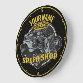 パーソナライズされたス改造ピースショップレーシングガレージ ラージ壁時計 (傾斜)