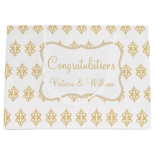 パーソナライズされたス結婚レース抱き枕 ラージペーパーバッグ (正面)