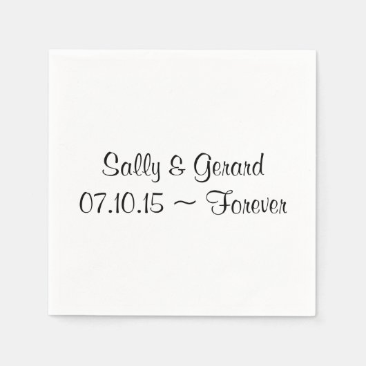 パーソナライズされたズ結婚ナプキンホワイトバックブラック文字 スタンダードカクテルナプキン (正面)