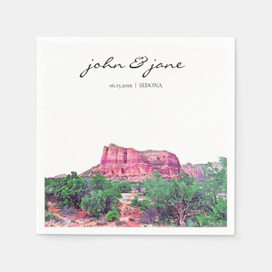 パーソナライズされたセドナAZナプキンス スタンダードカクテルナプキン (正面)