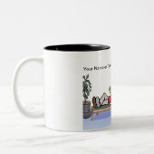 パーソナライズされたセラピスト,カウンセラー – 男性の漫画 ツートーンマグカップ (左)