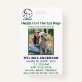 パーソナライズされたセラピー動物犬の写真IDバッジ バッジ (正面)