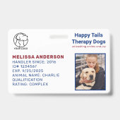 パーソナライズされたセラピー犬の動物の写真IDバッジ バッジ (正面)