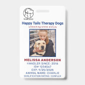 パーソナライズされたセラピー犬の動物の写真IDバッジ バッジ (Front)