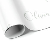 パーソナライズされたセージガーリー名エレガント ラッピングペーパー (ロールコーナー)