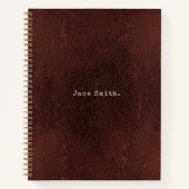 パーソナライズされたタイプライター フォント アンティーク レザー ブック ノートブック (正面)