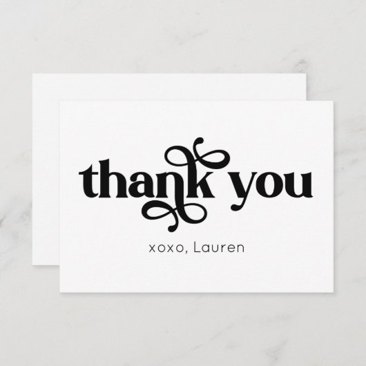 パーソナライズされたタイポグラフィフラットサンキューホテル サンキューカード (正面/裏面)