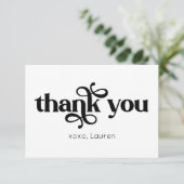 パーソナライズされたタイポグラフィーのフラットな感謝の気持ち サンキューカード (スタンド正面)