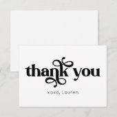 パーソナライズされたタイポグラフィーのフラットな感謝の気持ち サンキューカード (正面/裏面)