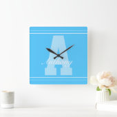 パーソナライズされたタイポグラフィ名時計 スクエア壁時計 (ホーム)