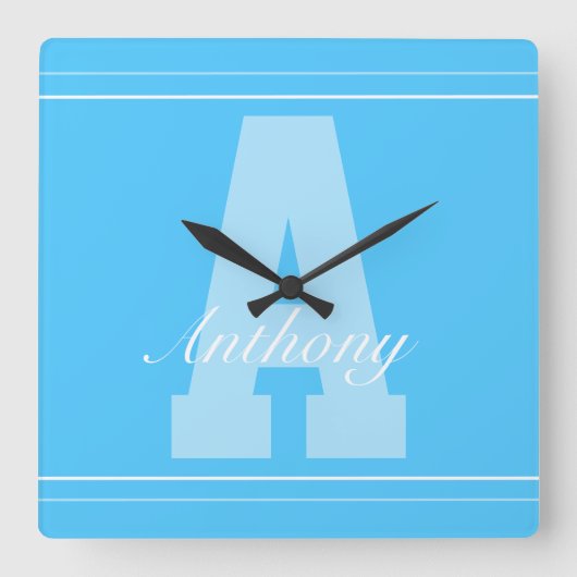 パーソナライズされたタイポグラフィ名時計 スクエア壁時計 (正面)